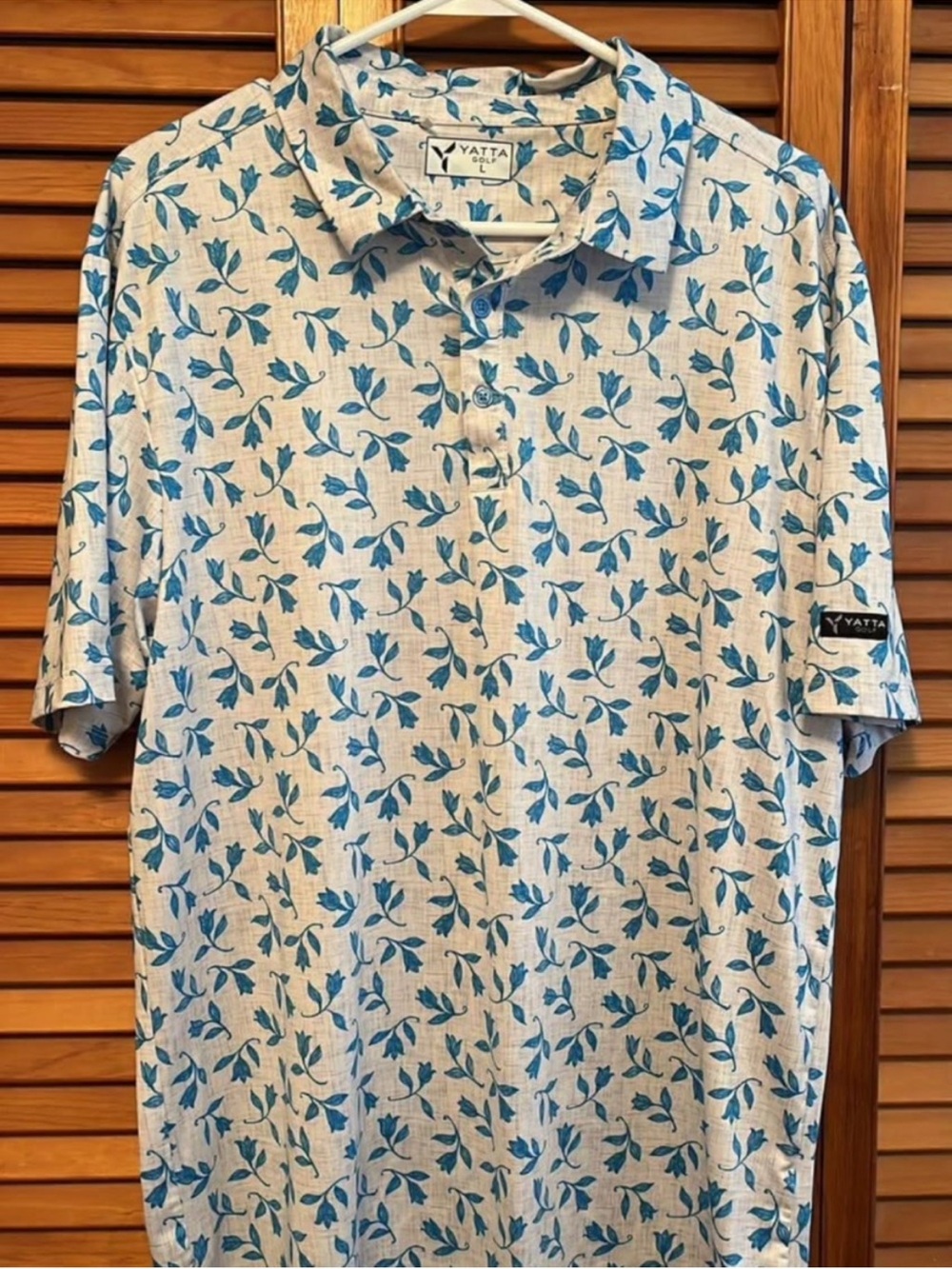 Yatta Men’s Cream Polo with Blue Floral Print